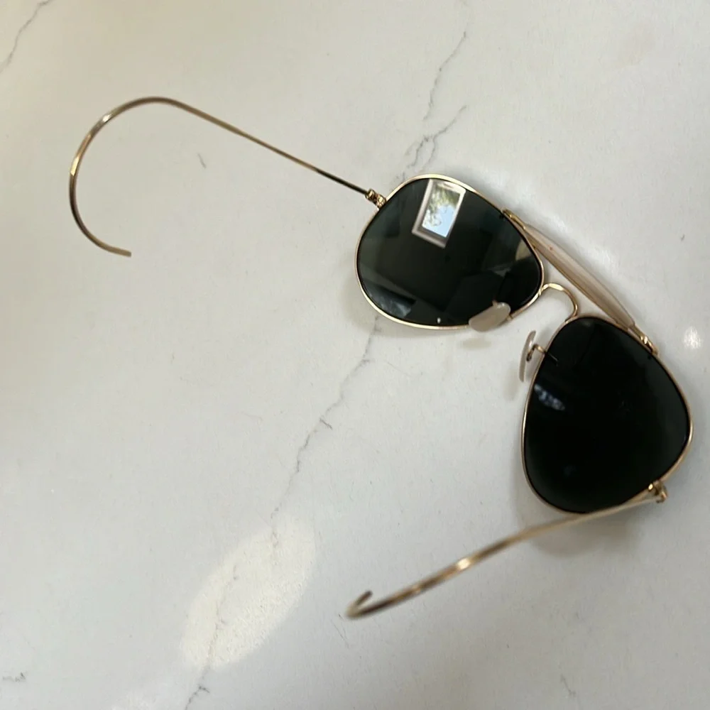 B & L Ray Ban Vintage 12K Gold Filled Aviator Glass Lens Sunglasses - RARE